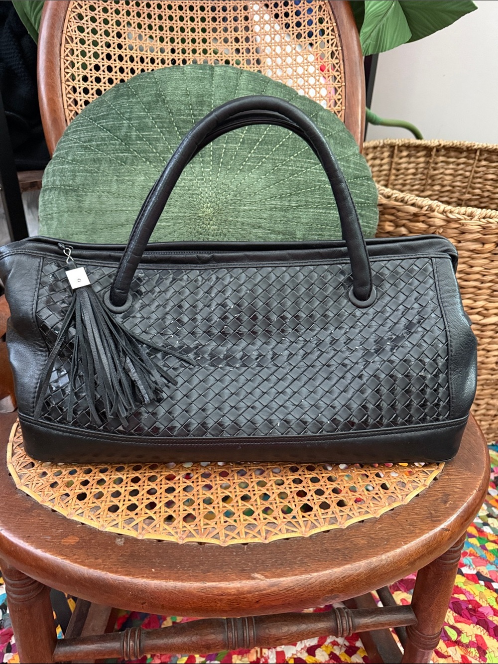 Vintage 80s/90s Aspects by Lisette Black Basketweave East West Doctor’s Bag